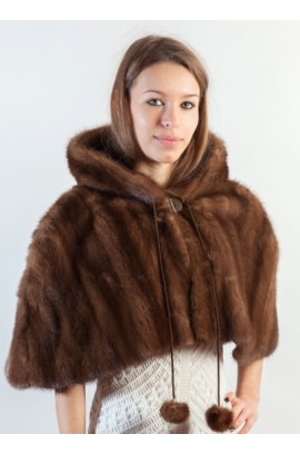Mink fur shawl with hood